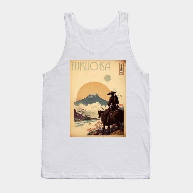 Fukuoka Samurai Vintage Travel Art Poster Tank Top by OldTravelArt